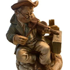 Vintage Figurine Old Gentleman Playing Violin